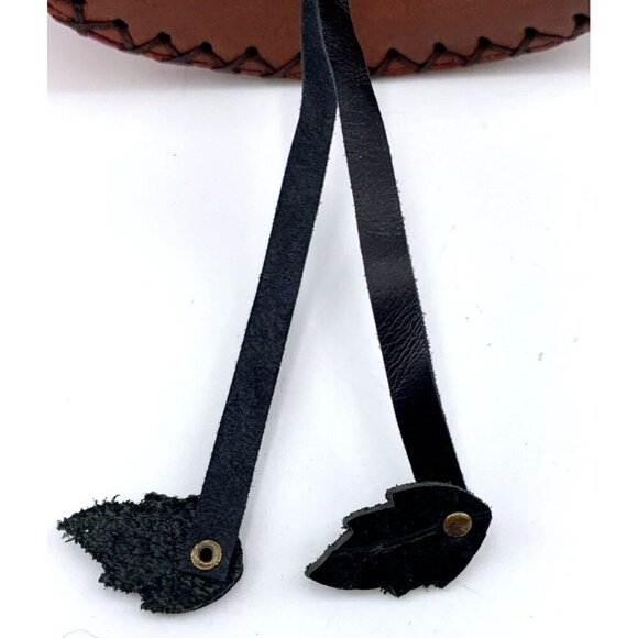 Flamingo Wristlet Leather Purse Figural Hand Crafted Tooled Overstitched 5 x 5" - Picture 8 of 11